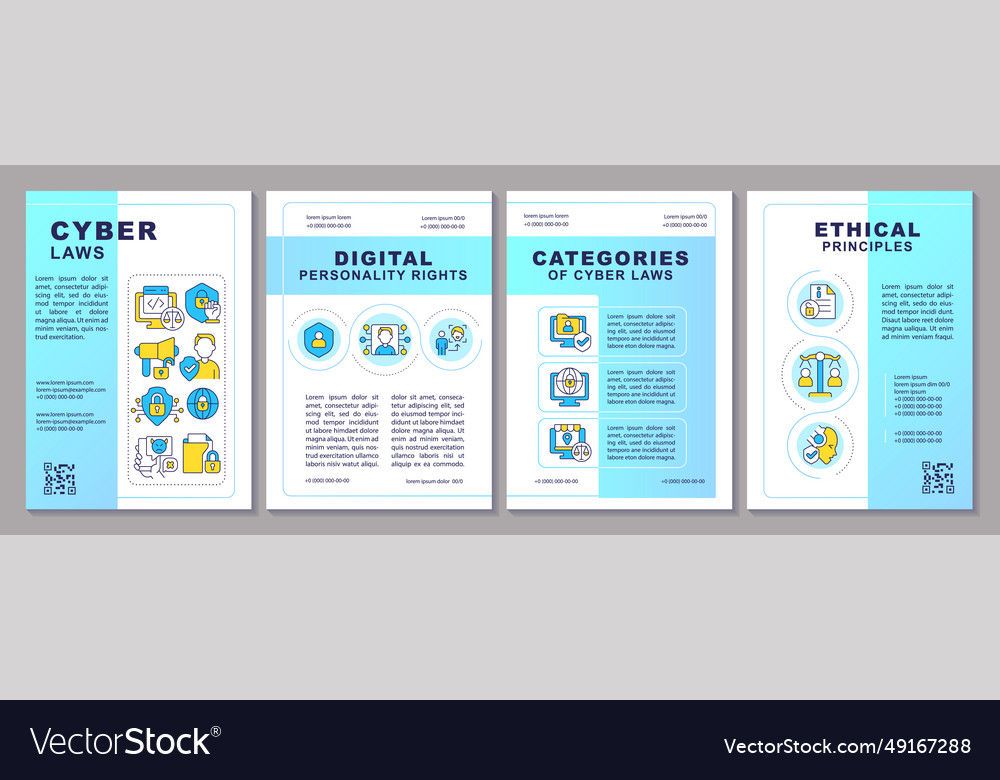 Creative brochure with cyber law thin line icons