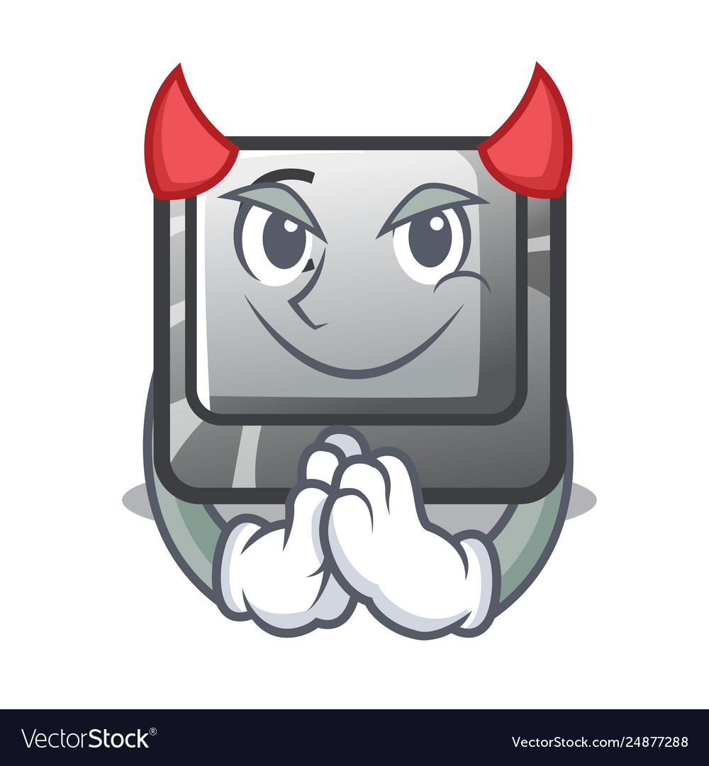 Devil button c isolated in cartoon