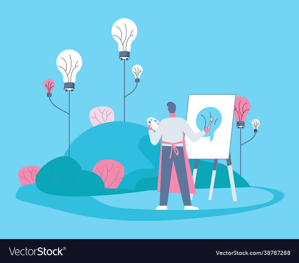 Idea generating for designing concept vector image Idea generating for designing concept