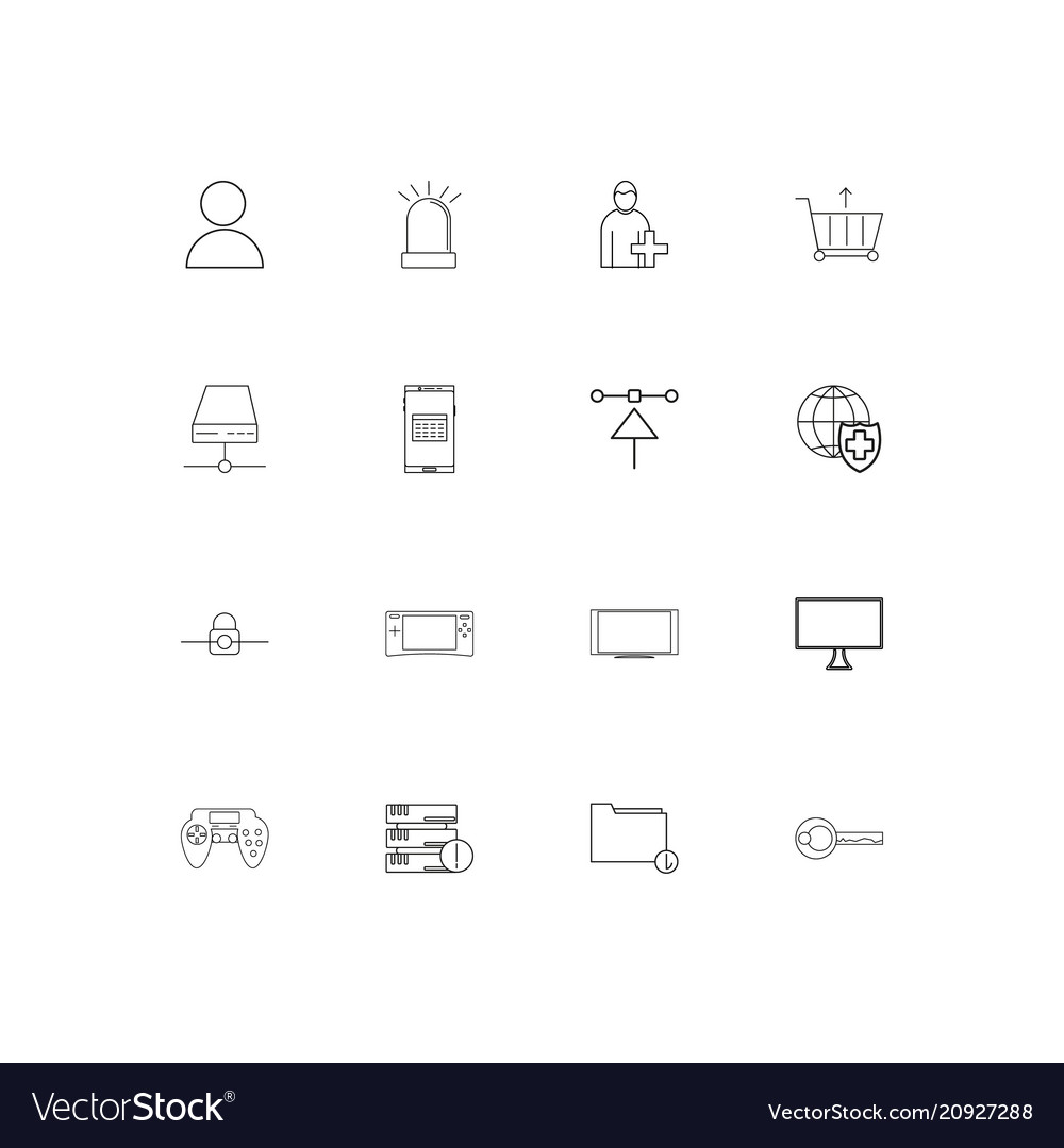 Internet technologies linear thin icons set