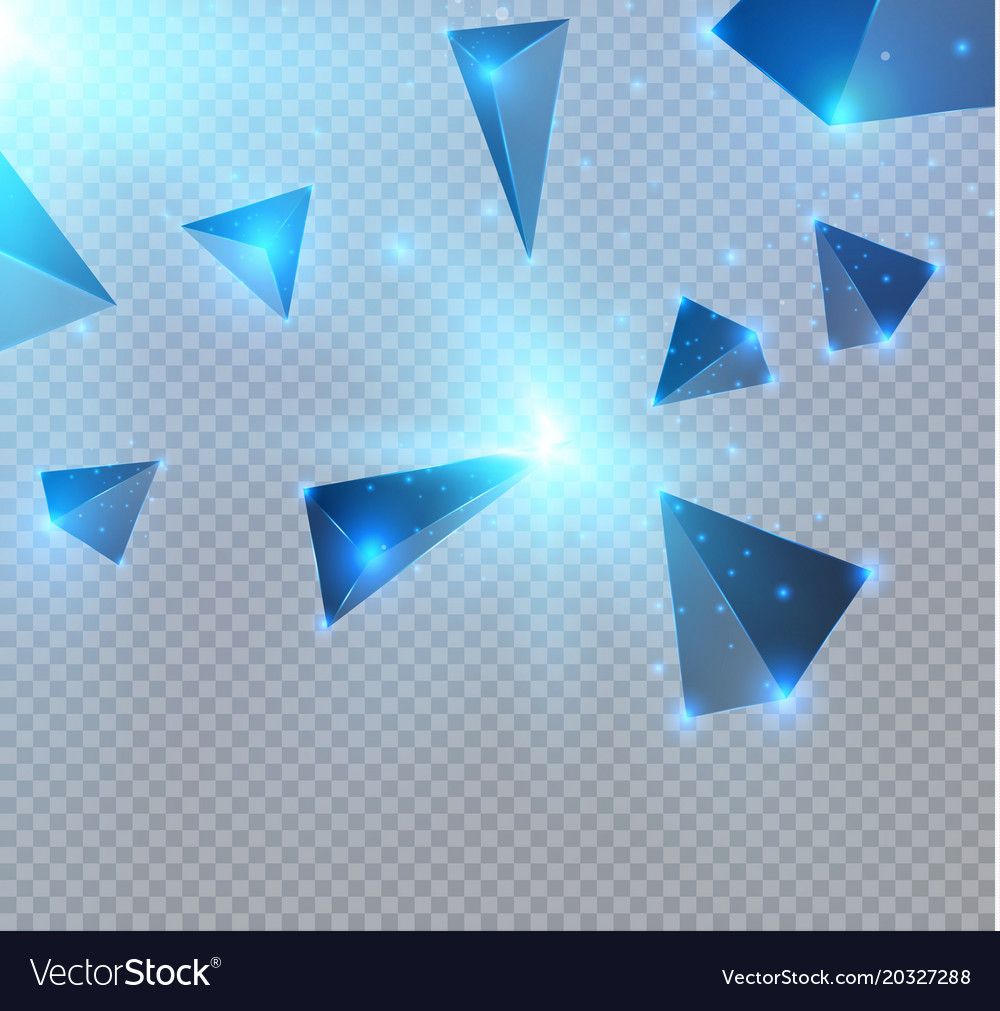 Realistic triangles and light effects 3d effect Vector Image