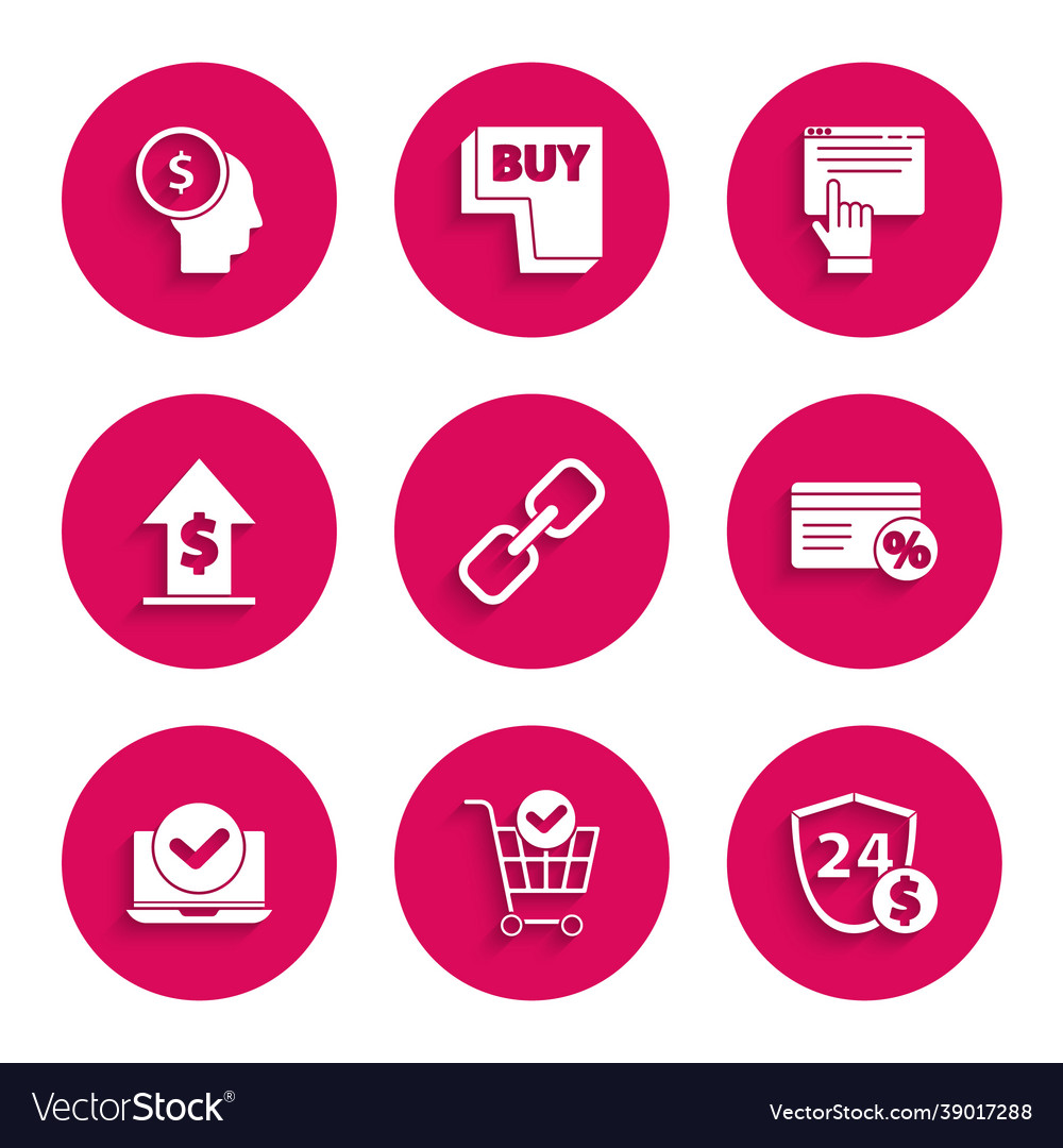 Set chain link shopping cart with check mark vector image Set chain link shopping cart with check mark