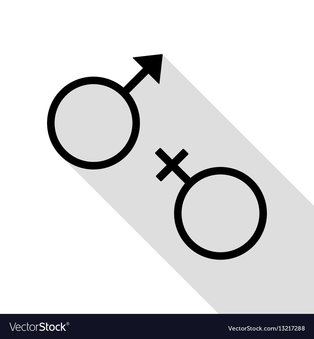 Sex symbol sign black icon with flat style shadow