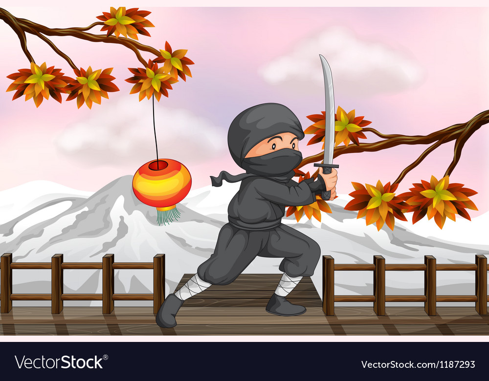 A ninja with a sword Royalty Free Vector Image