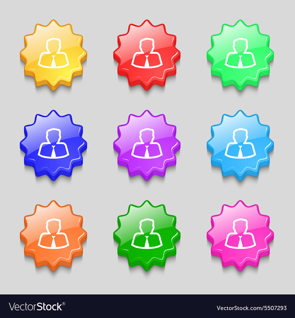 Avatar icon sign symbol on nine wavy colourful