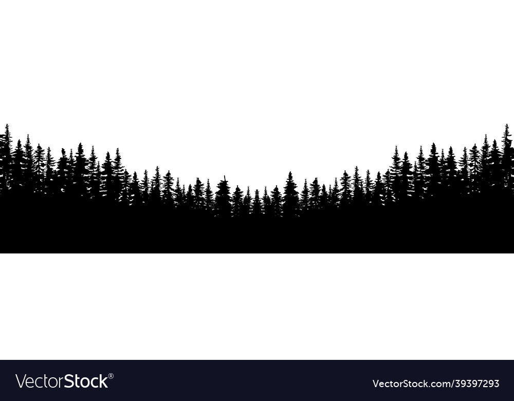 Black trees silhouette nature landscape Royalty Free Vector