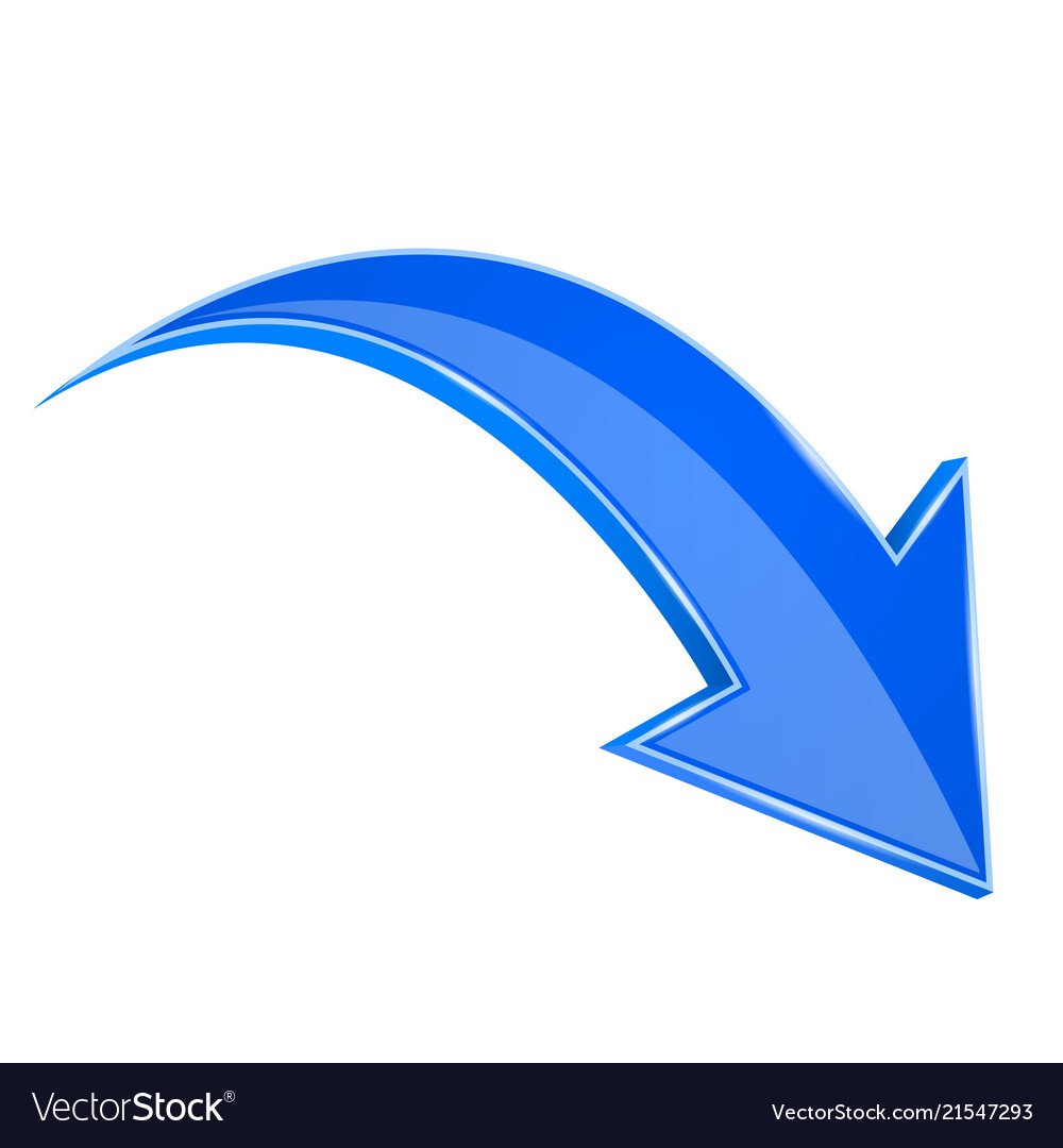 Blue Down Arrow 3d Sign Royalty Free Vector Image