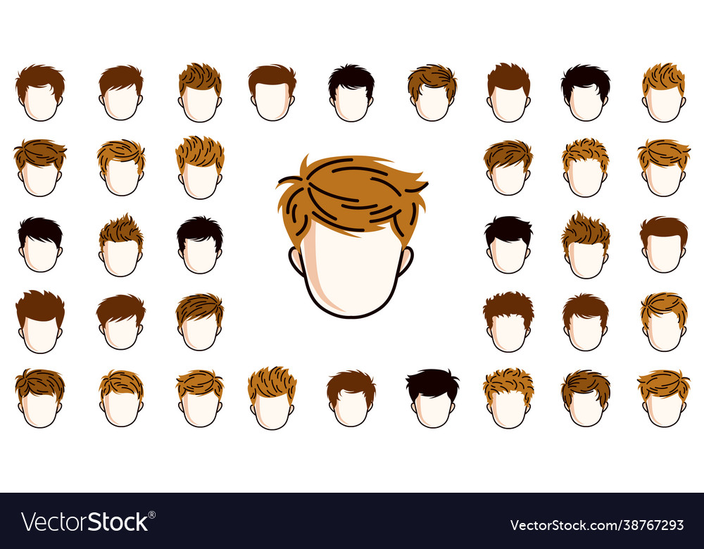 Boy hairstyles heads set isolated on white Vector Image