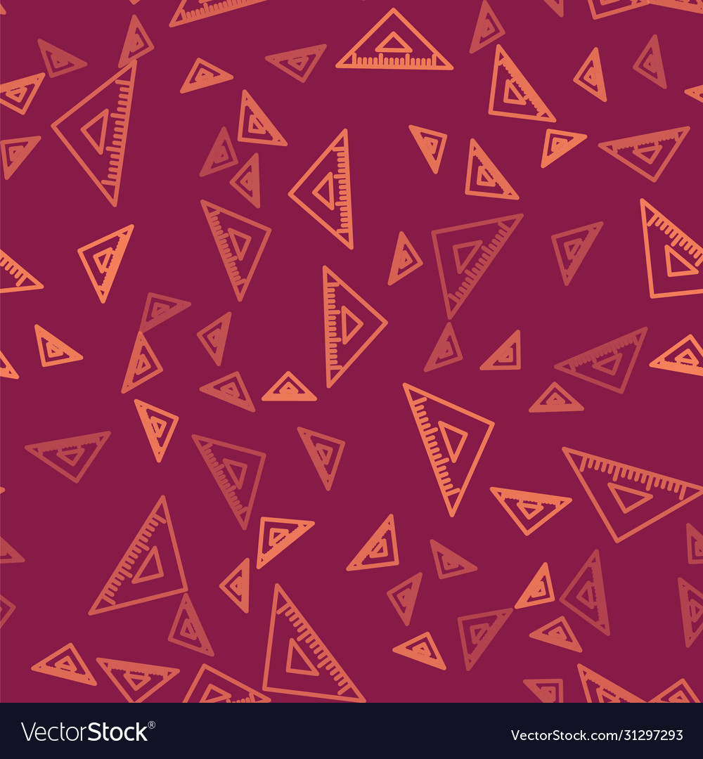 Brown line triangular ruler icon isolated seamless