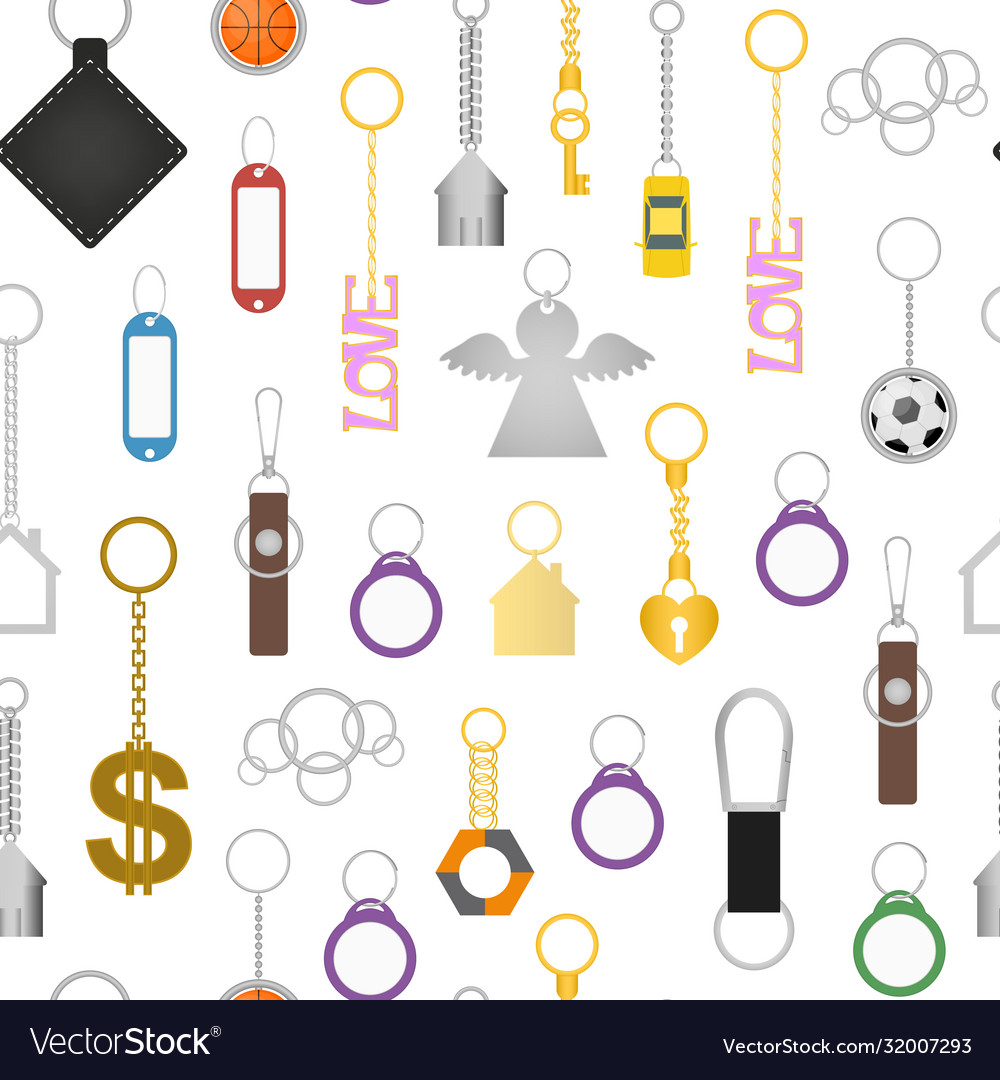 Cartoon color keychains seamless pattern vector image Cartoon color keychains seamless pattern