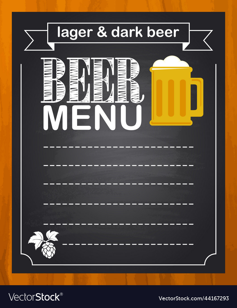 Chalk blackboard beer menu empty space for text Vector Image Chalk blackboard beer menu empty space for text