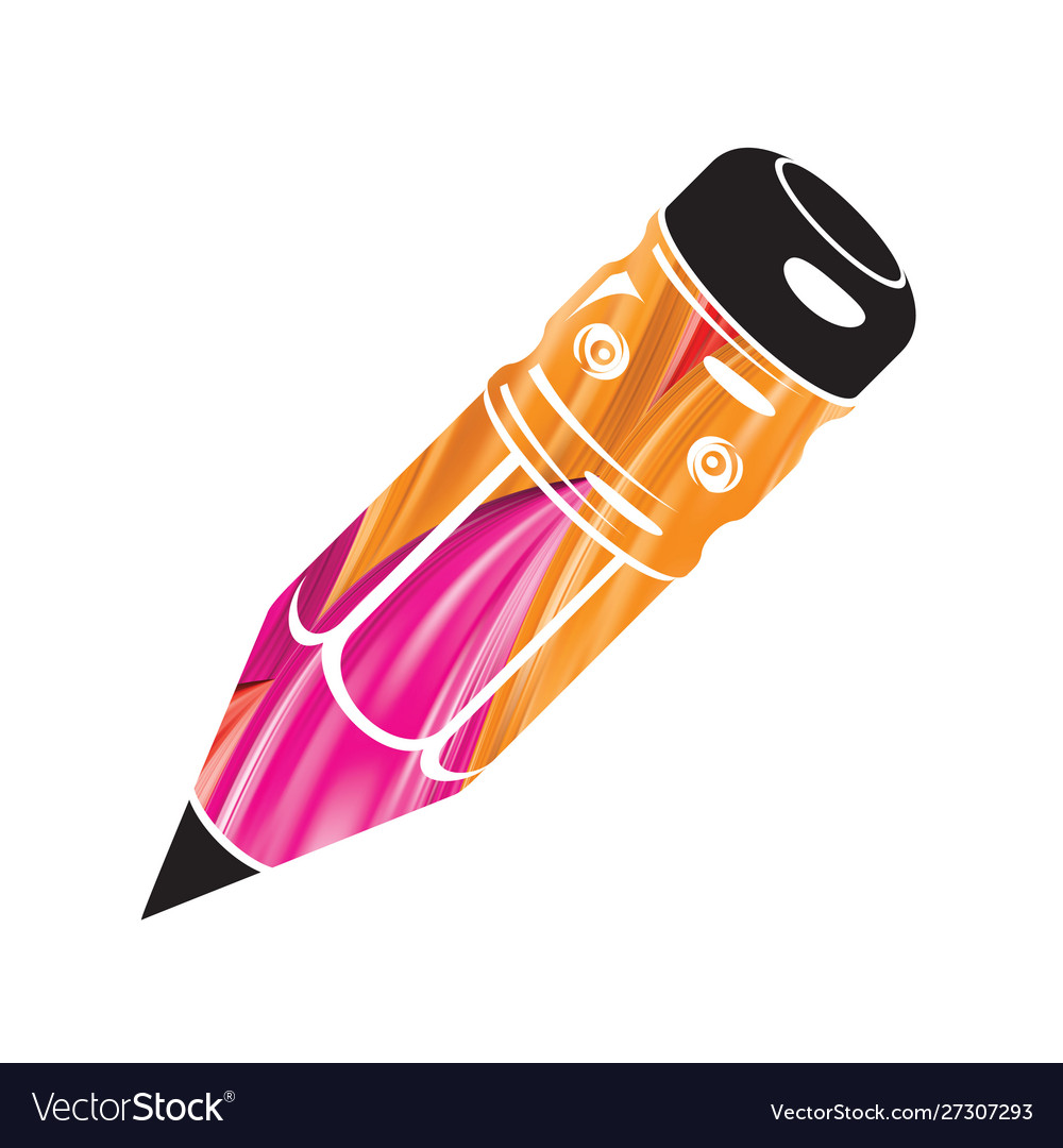 Colorful pencil icon realistic flow paint tool