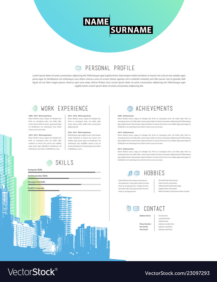 Creative simple cv template with colorful circles