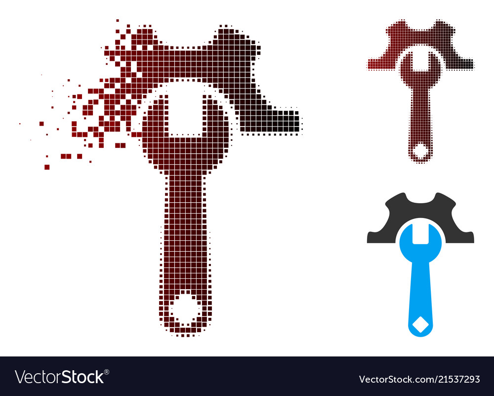 Dissolved pixel halftone service tools icon vector image Dissolved pixel halftone service tools icon
