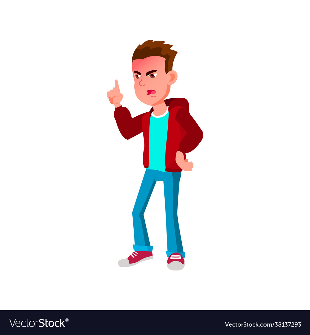 Embittered boy anger shouting on friend cartoon Vector Image