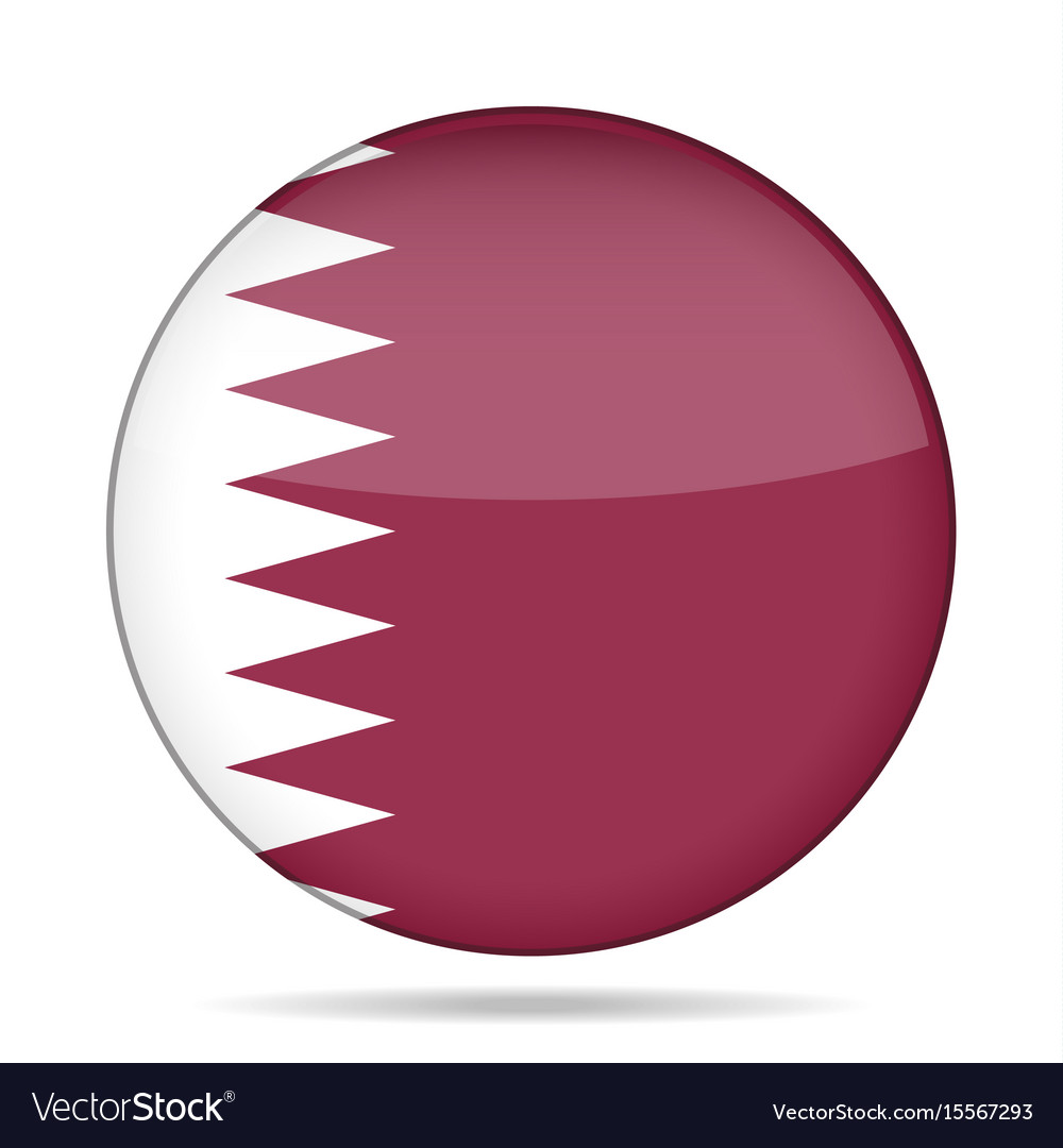 Flag of qatar shiny round button