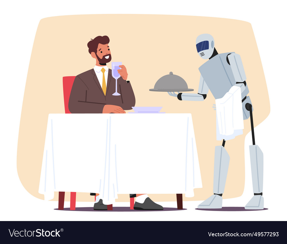 Futuristic robot efficiently serves customer vector image Futuristic robot efficiently serves customer