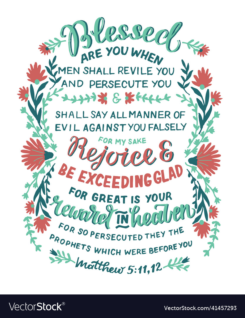 Hand lettering blessed are you when men Royalty Free Vector