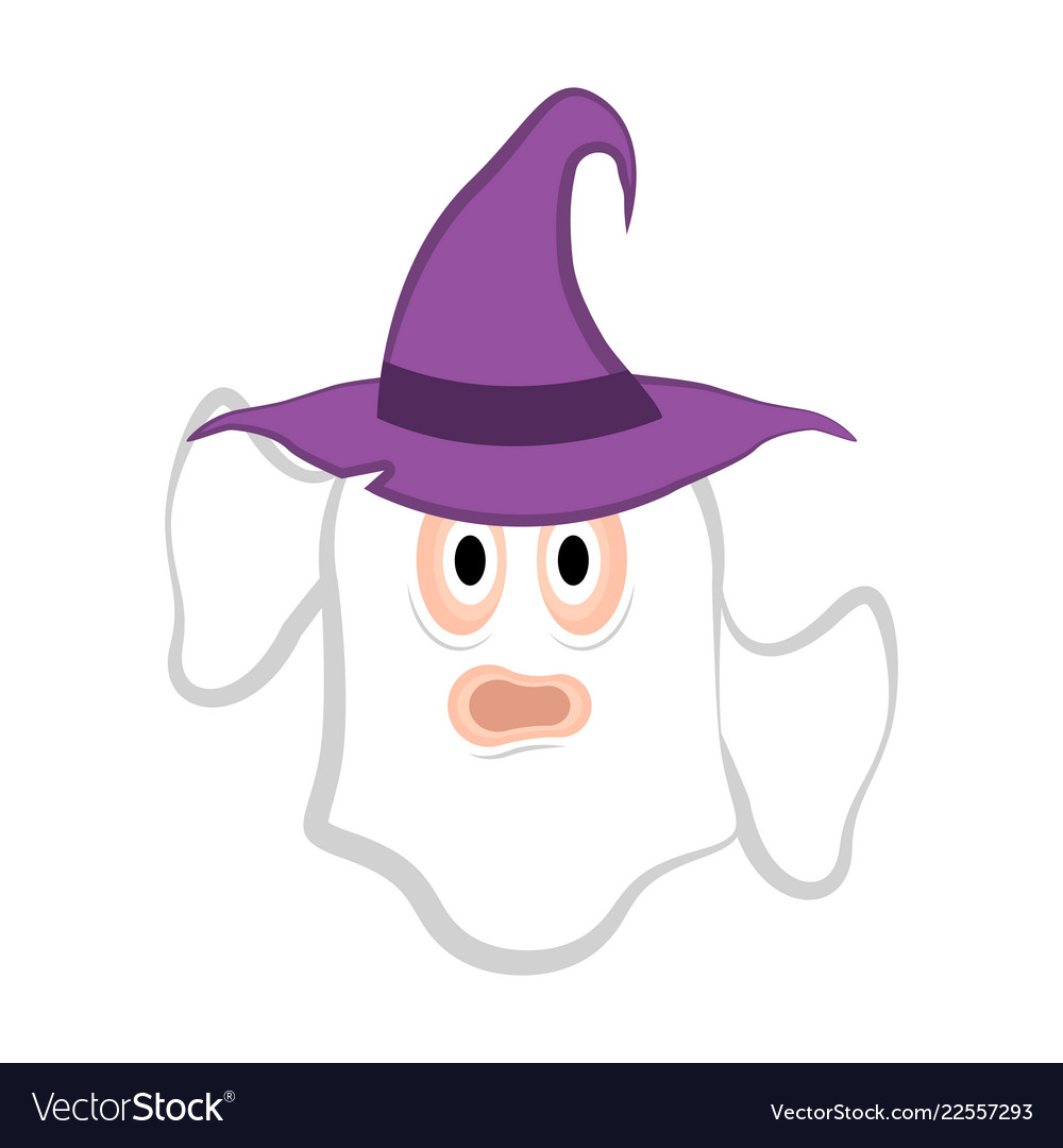 Isolated cute halloween witch ghost