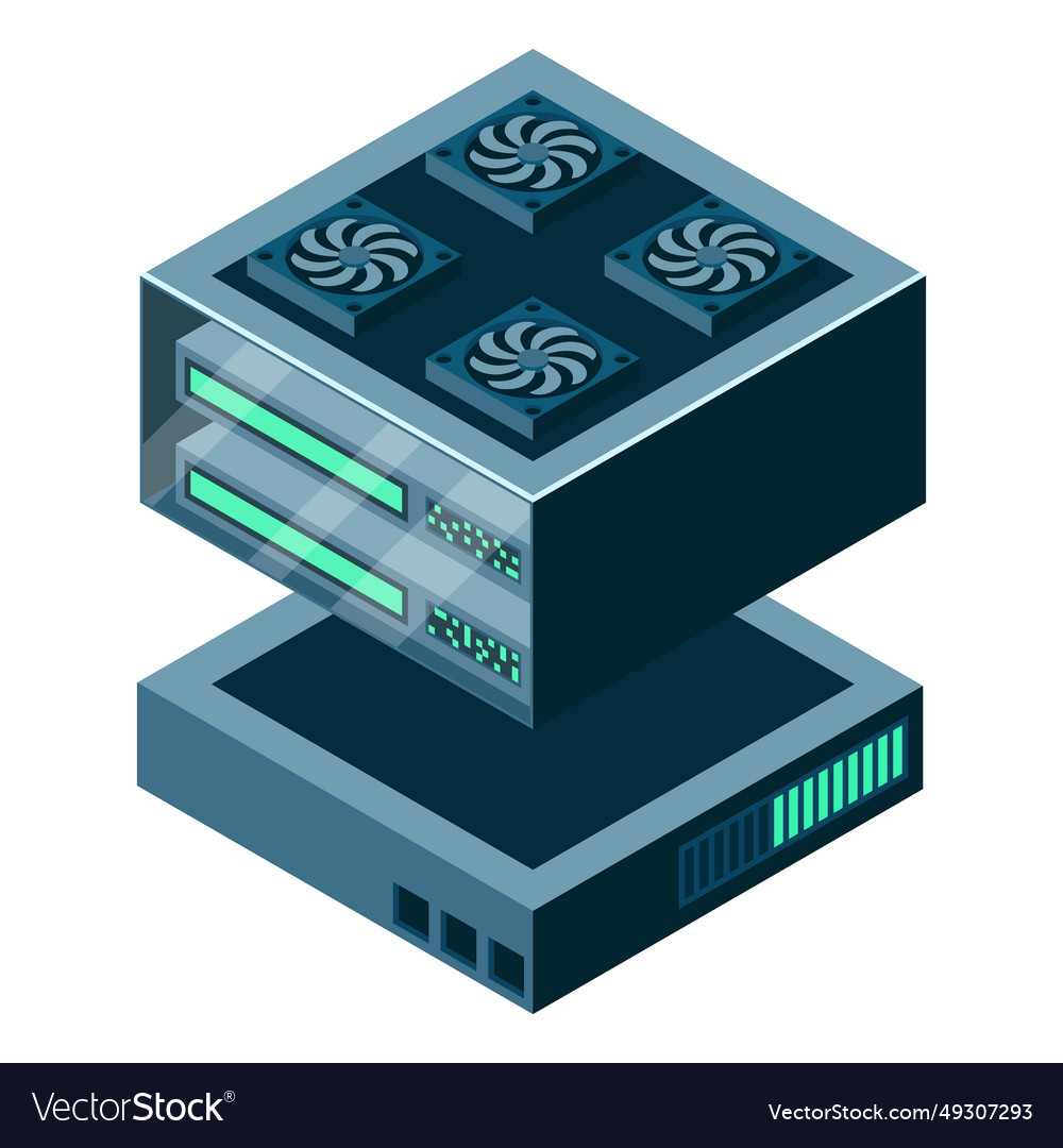 Isometric futuristic server database vector image Isometric futuristic server database