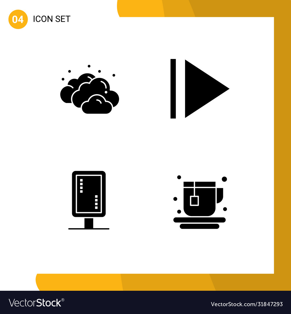 Moderne Set 4 solide Glyphen Piktograph Cloud