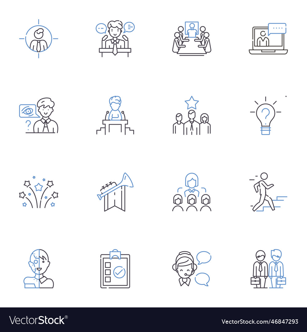 Oversight management line icons collection