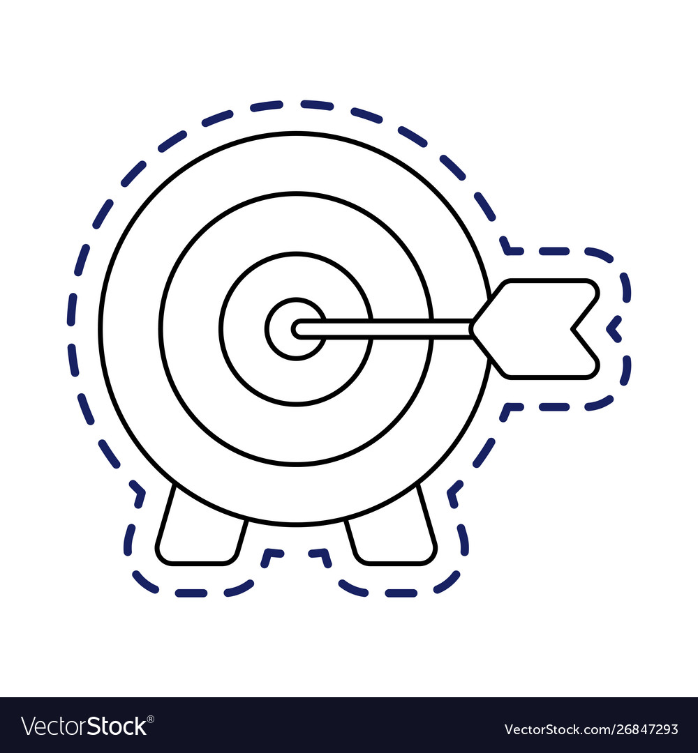 Aufnähen Zielbrett mit Pfeil isoliert Icon vector image Aufnähen Zielbrett mit Pfeil isoliert Icon