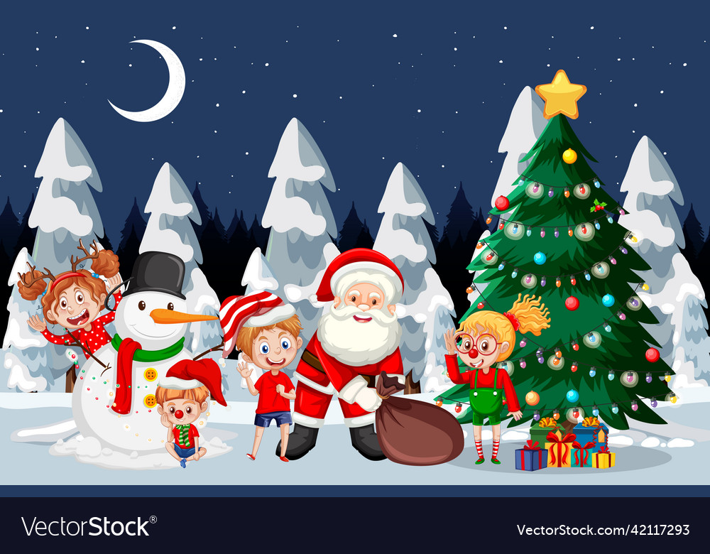 Santa Claus with Children at Christmas