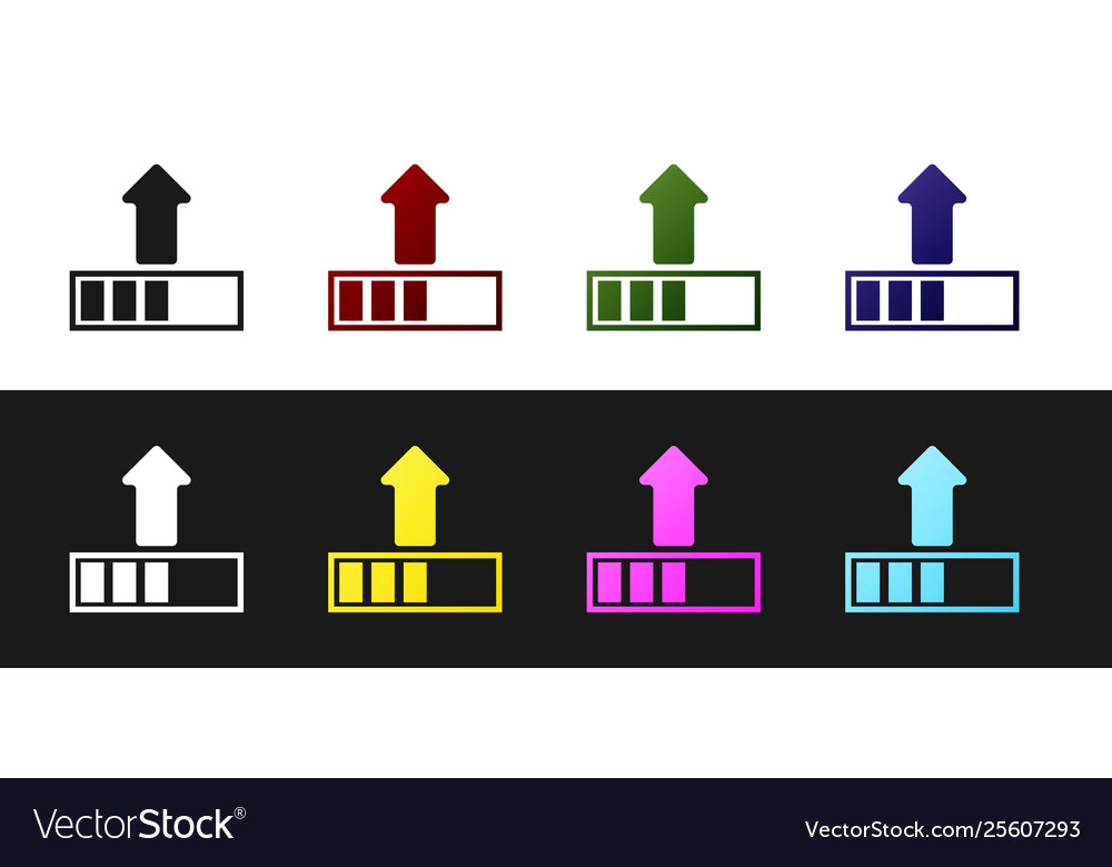 Set loading icon isolated on black and white vector image Set loading icon isolated on black and white