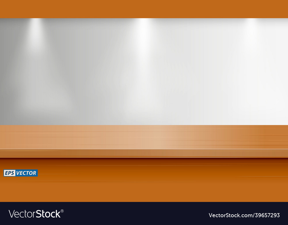 Set of realistic blank table mock up with wall