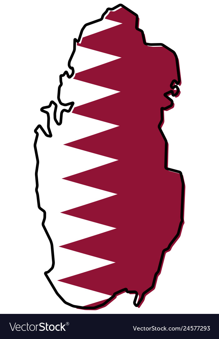 Simplified Map Of Qatar Outline With Slightly Vector Image