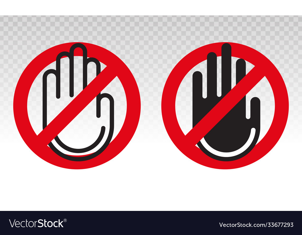 Stop sign with hand palm flat icons for apps