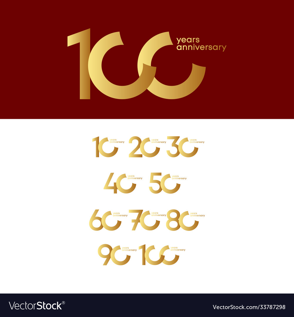 100 years anniversary set 10 20 30 40 50 60 70 80 vector image 100 years anniversary set 10 20 30 40 50 60 70 80