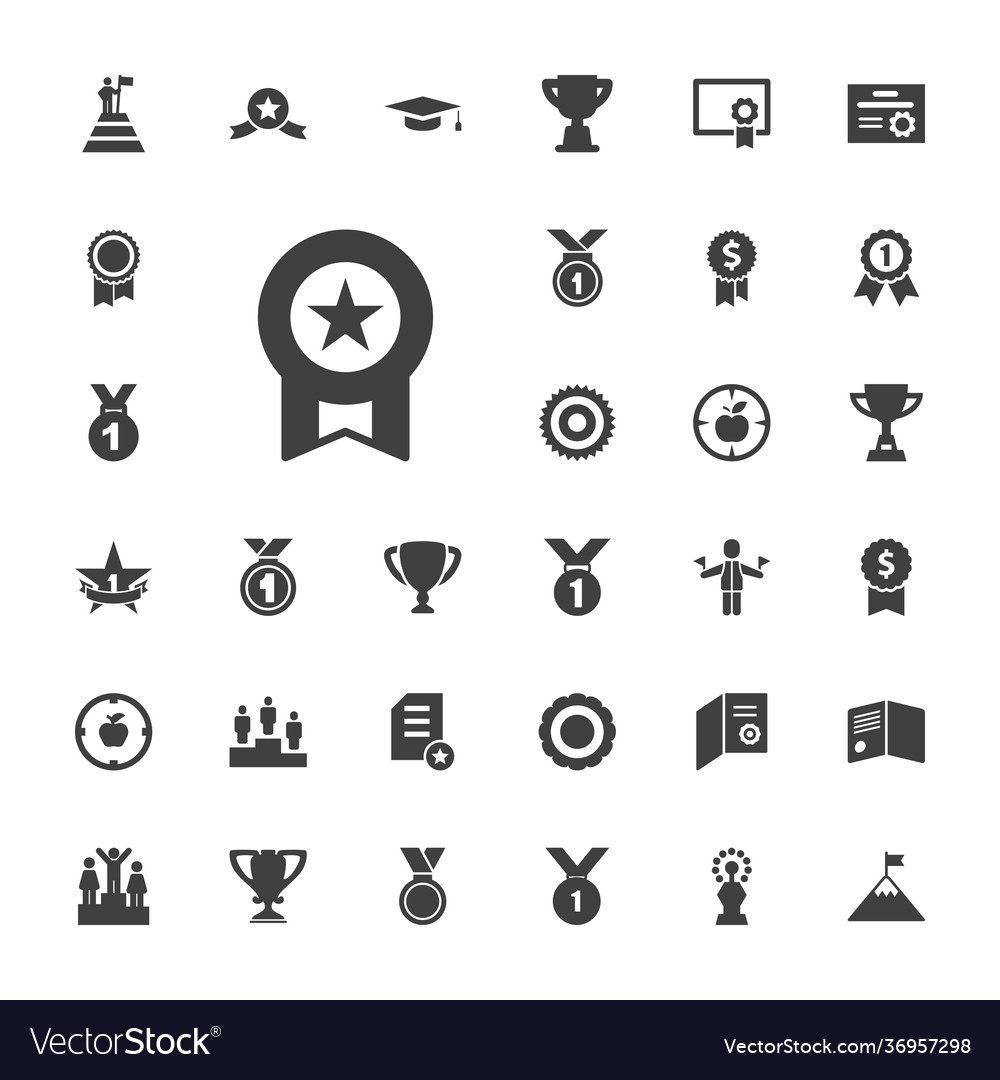 33 achievement icons Royalty Free Vector Image