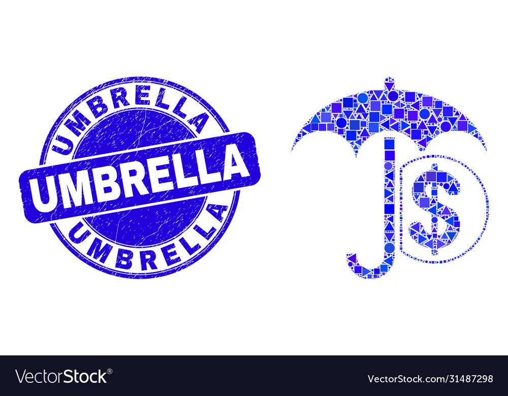 Blue distress umbrella stamp seal and financial