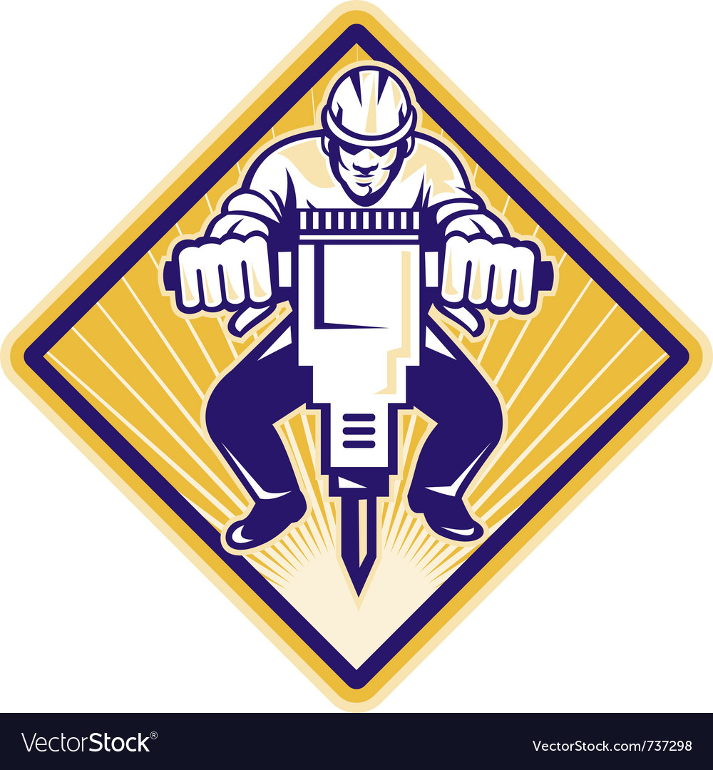 Construction worker jackhammer Royalty Free Vector Image