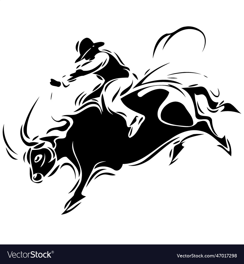 Cowboy man riding a bull at rodeo Royalty Free Vector Image