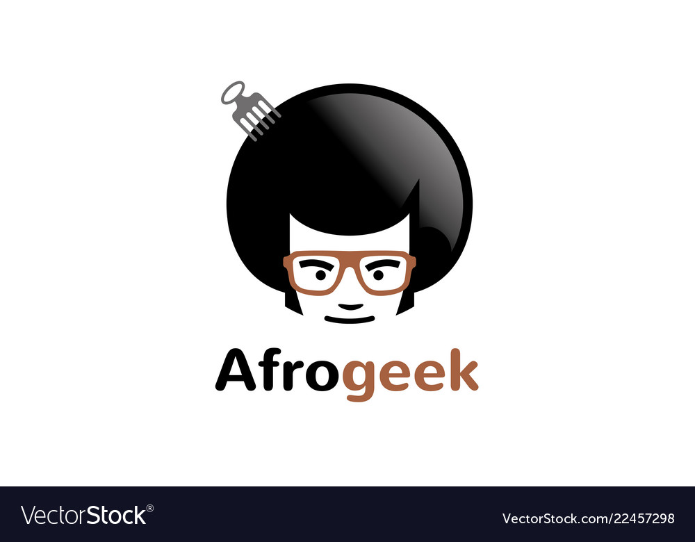 Creative Afro Hair Geek Comb Style Logo Royalty Free Vector