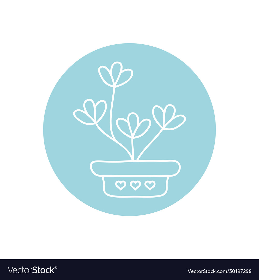 Cute plant in a pot icon line block style