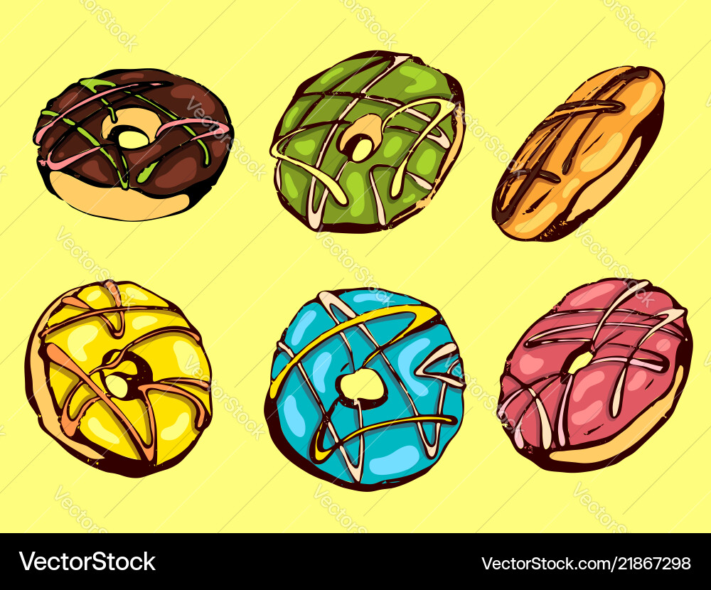 Donuts set Royalty Free Vector Image - VectorStock