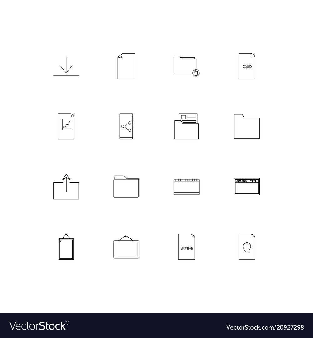 Files and folders sign linear thin icons set