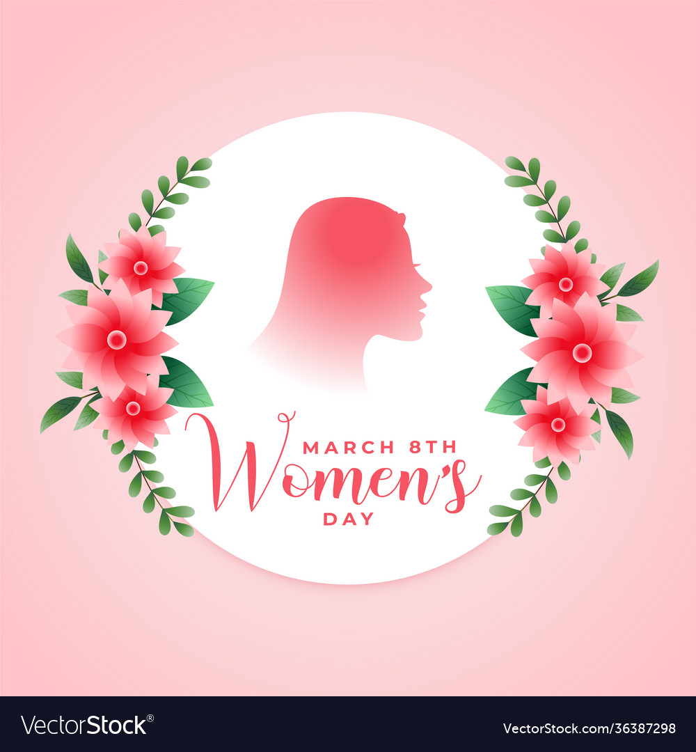 Happy womens day flower greeting card design vector image Happy womens day flower greeting card design