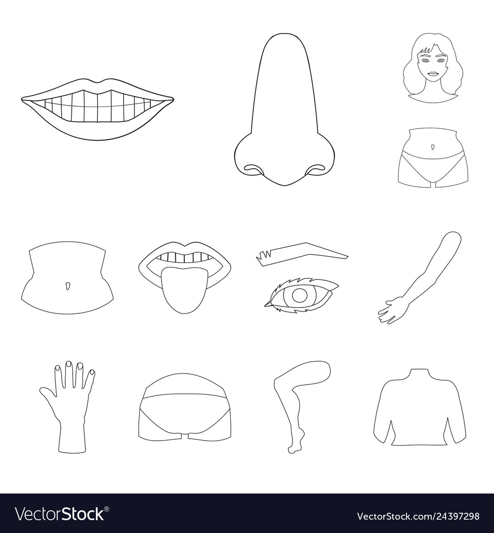 Isolated object of body and part sign collection