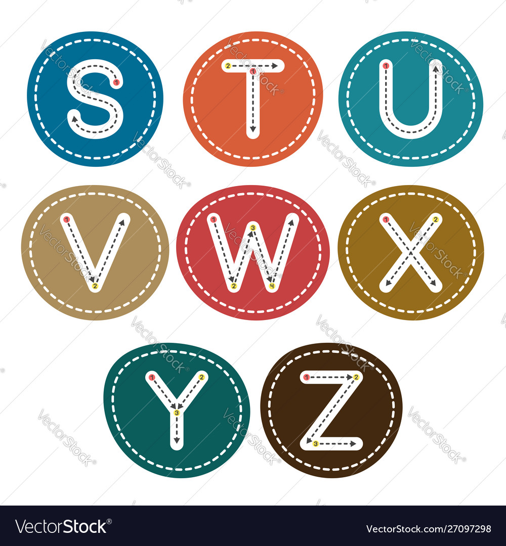 Learn to write letters part 3 vector image Learn to write letters part 3