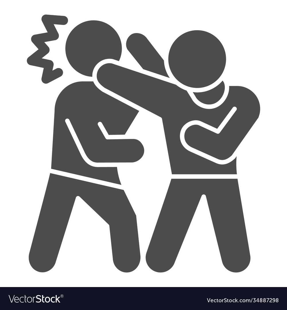 Man defending herself from bandit solid icon self vector image Man defending herself from bandit solid icon self