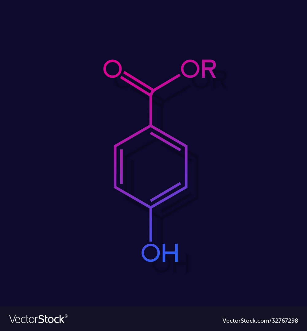 Paraben molecule chemical structure Royalty Free Vector