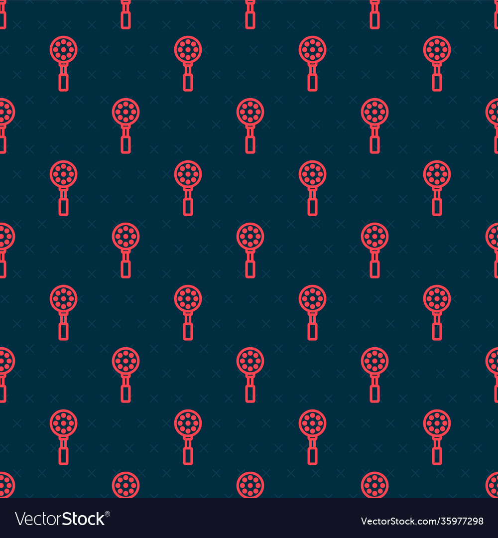 Red line spatula icon isolated seamless pattern