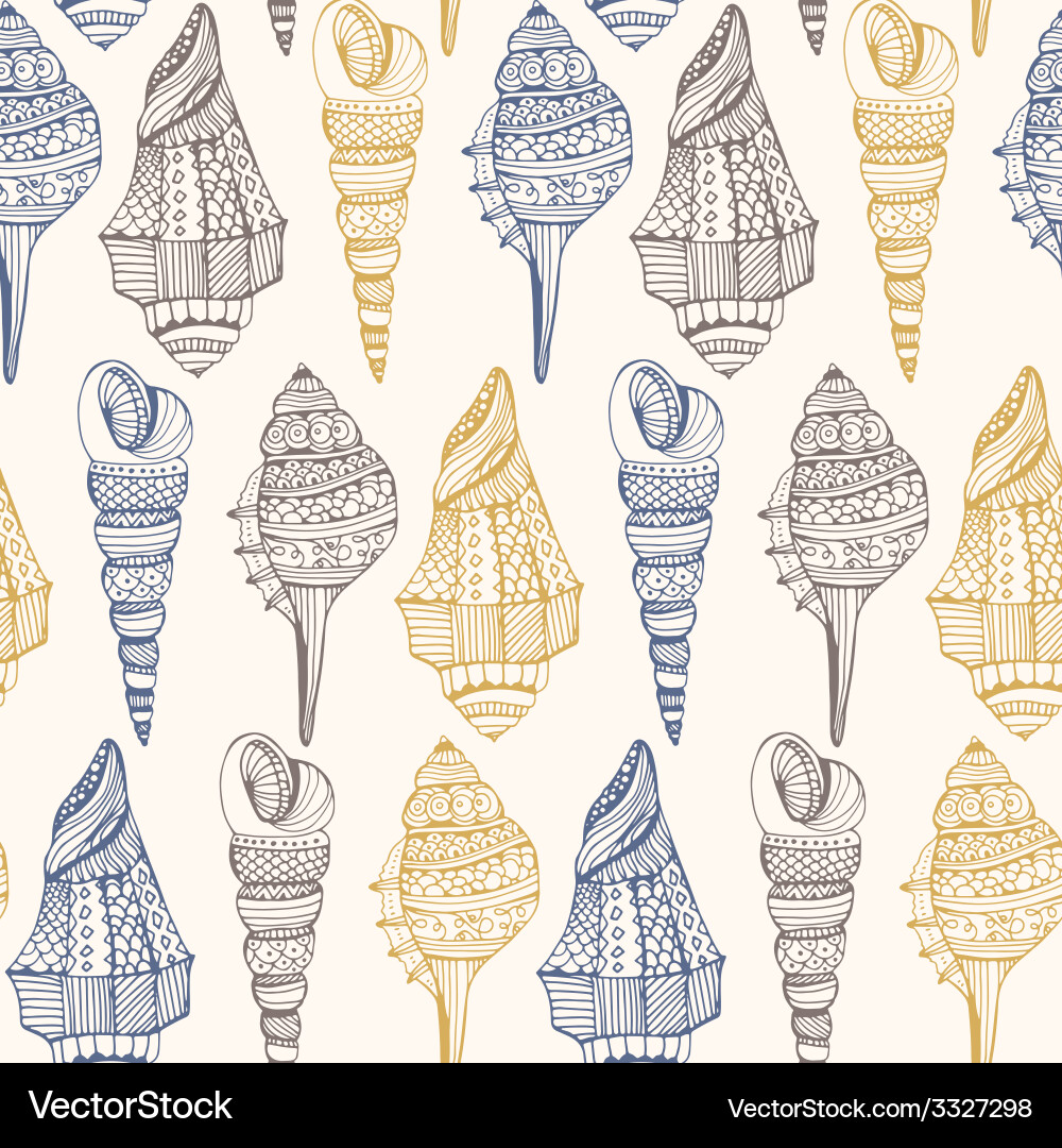 Seashell seamless pattern Royalty Free Vector Image