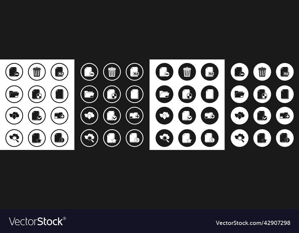 Set xls file document protection concept vector image Set xls file document protection concept