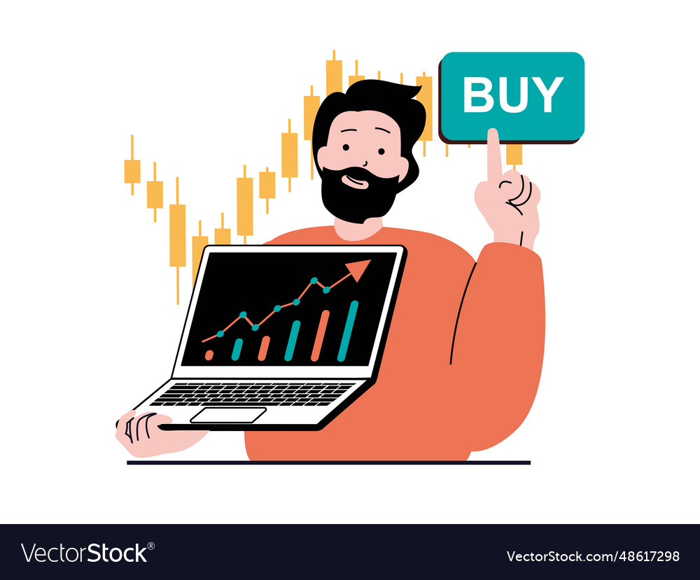 Stock trading concept with character situation